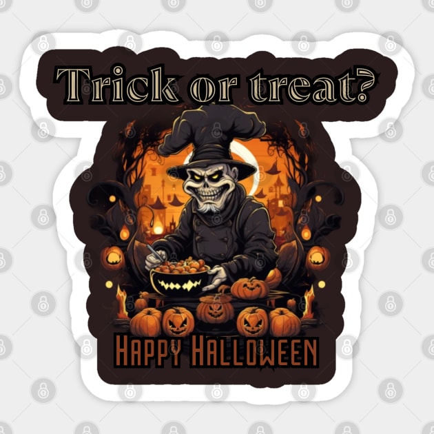 Trick or treat? Halloween time, Chef Sticker by Pattyld